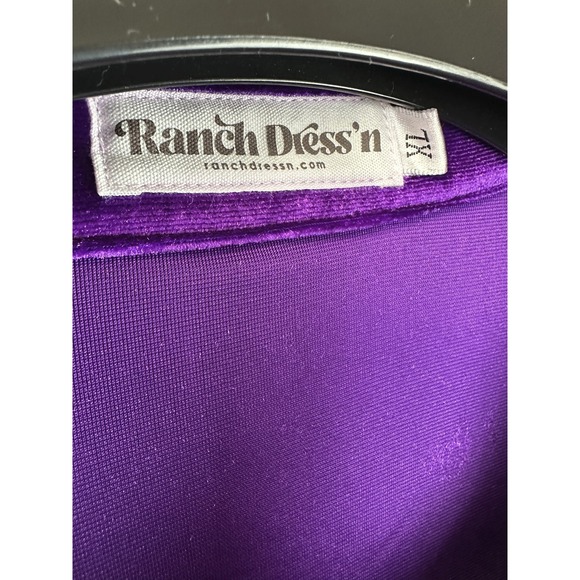Ranch Dressn Velvet Western Shirt Purple Pearl Snap Rodeo Country Cowgirl XL - Picture 7 of 12